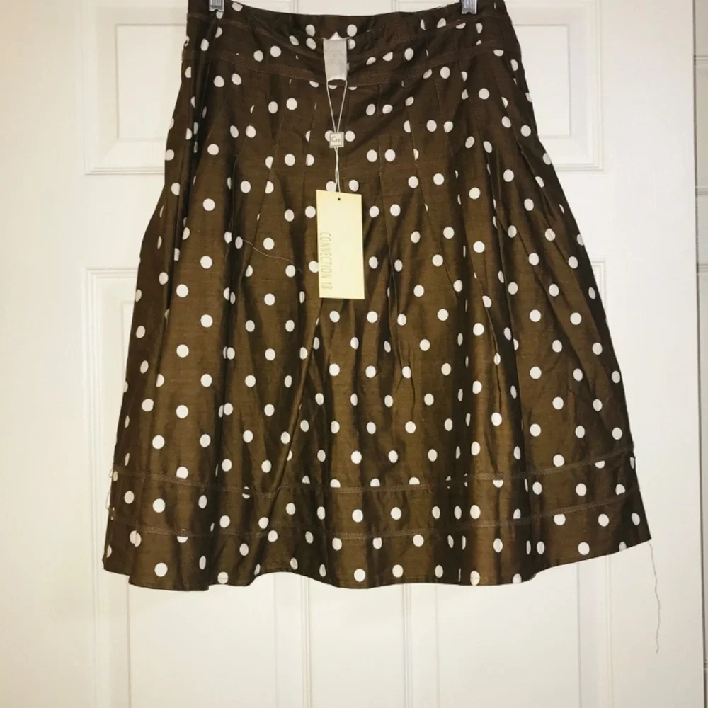 Connection 18 A Line Skirt/Brown and White Polka Dots/Retro/50s/Vintage/Large - Picture 6 of 7